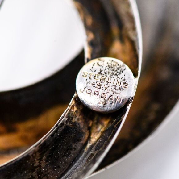 Vintage Sterling Silver Interlocking Circles Brooch Pin By Jordan - Picture 3 of 4